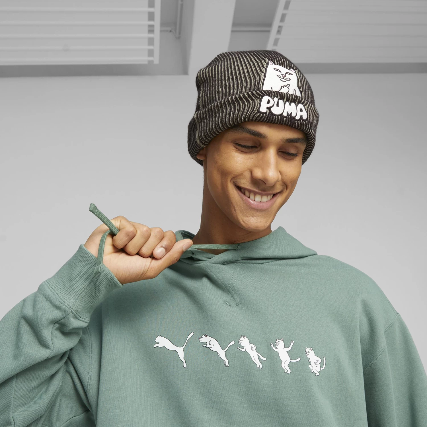 PUMA X RIPNDIP Beanie (Black/Eucalyptus) 3 PUMA X RIPNDIP Beanie (Black/Eucalyptus) - Image 3