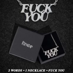 RIPNDIP Fuckin Fuck Pendant Necklace (Silver) -Urban Fashion Shop 2048x2048summer23 0001 FUCK YOU NECKLACE 1