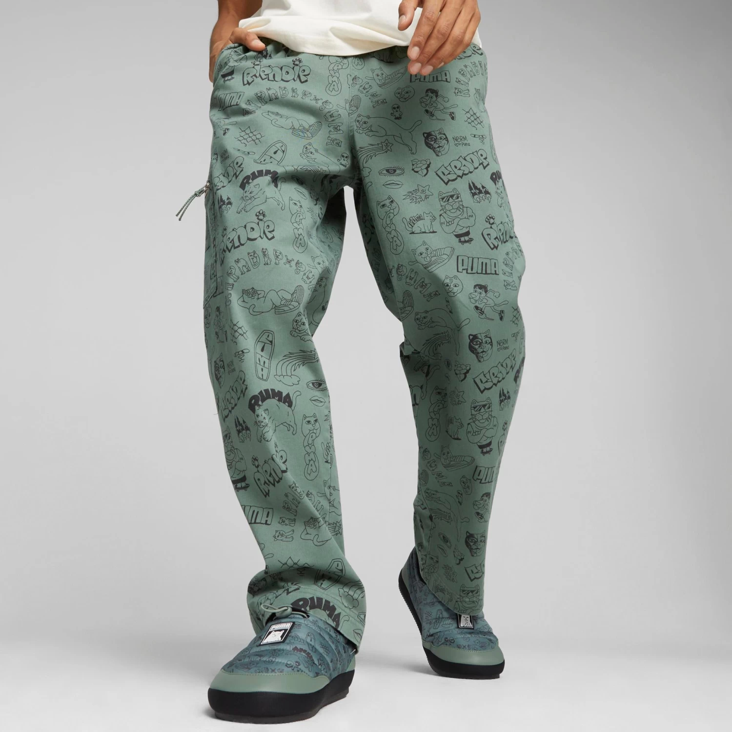PUMA X RIPNDIP AOP Twill Pants (Eucalyptus) 2 PUMA X RIPNDIP AOP Twill Pants (Eucalyptus) - Image 2