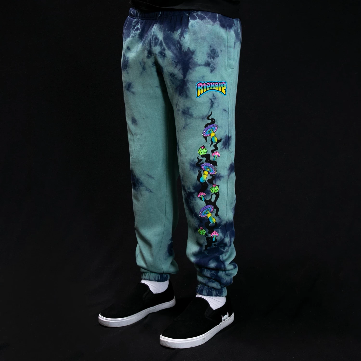RIPNDIP Psychedelic Garden Sweatpants (Navy/Aqua Lightning Wash) 2 RIPNDIP Psychedelic Garden Sweatpants (Navy/Aqua Lightning Wash) - Image 2