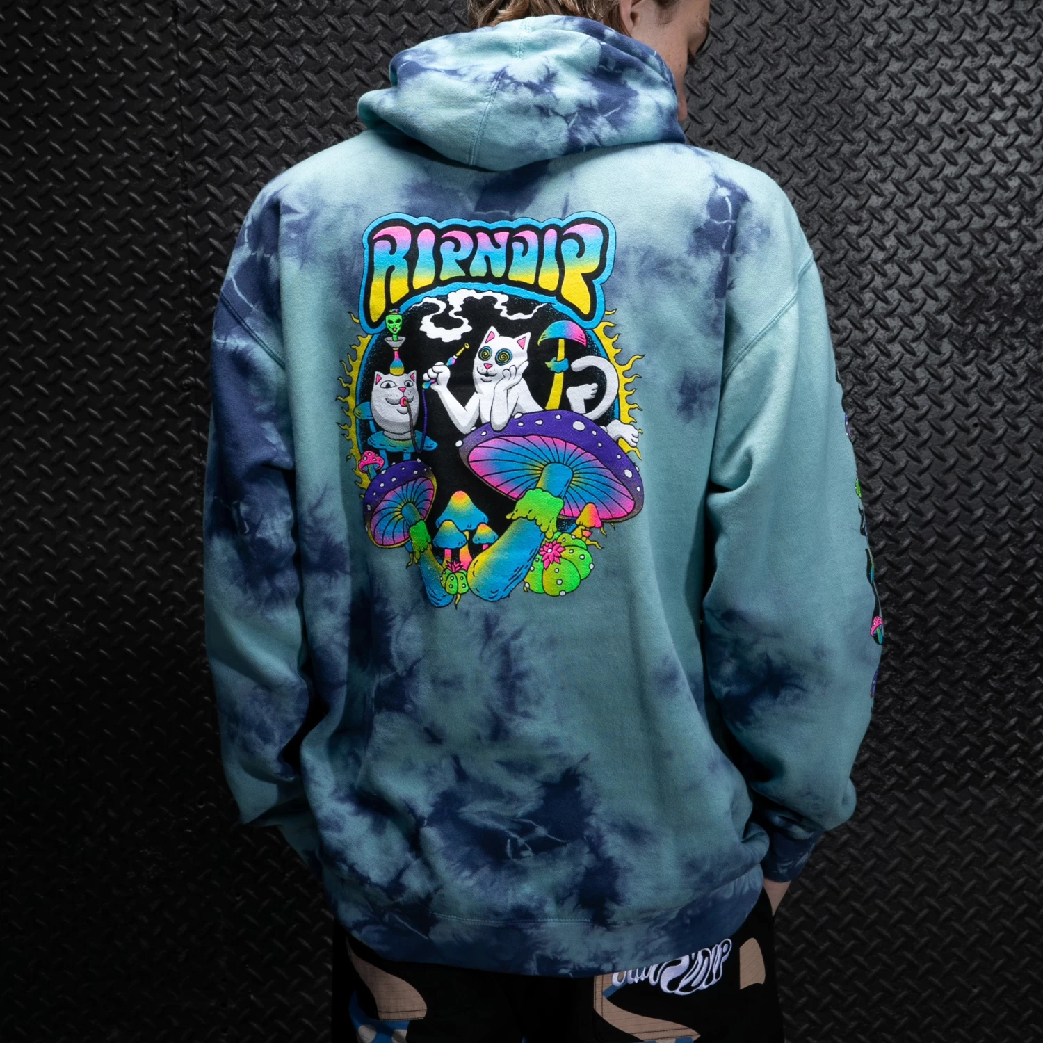 RIPNDIP Psychedelic Garden Hoodie (Navy/Aqua Lightning Wash) 3 RIPNDIP Psychedelic Garden Hoodie (Navy/Aqua Lightning Wash) - Image 3
