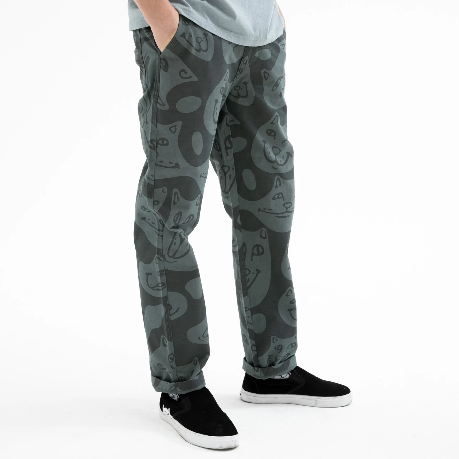 RIPNDIP Many Faces Twill Pants (Charcoal) 2 RIPNDIP Many Faces Twill Pants (Charcoal) - Image 2