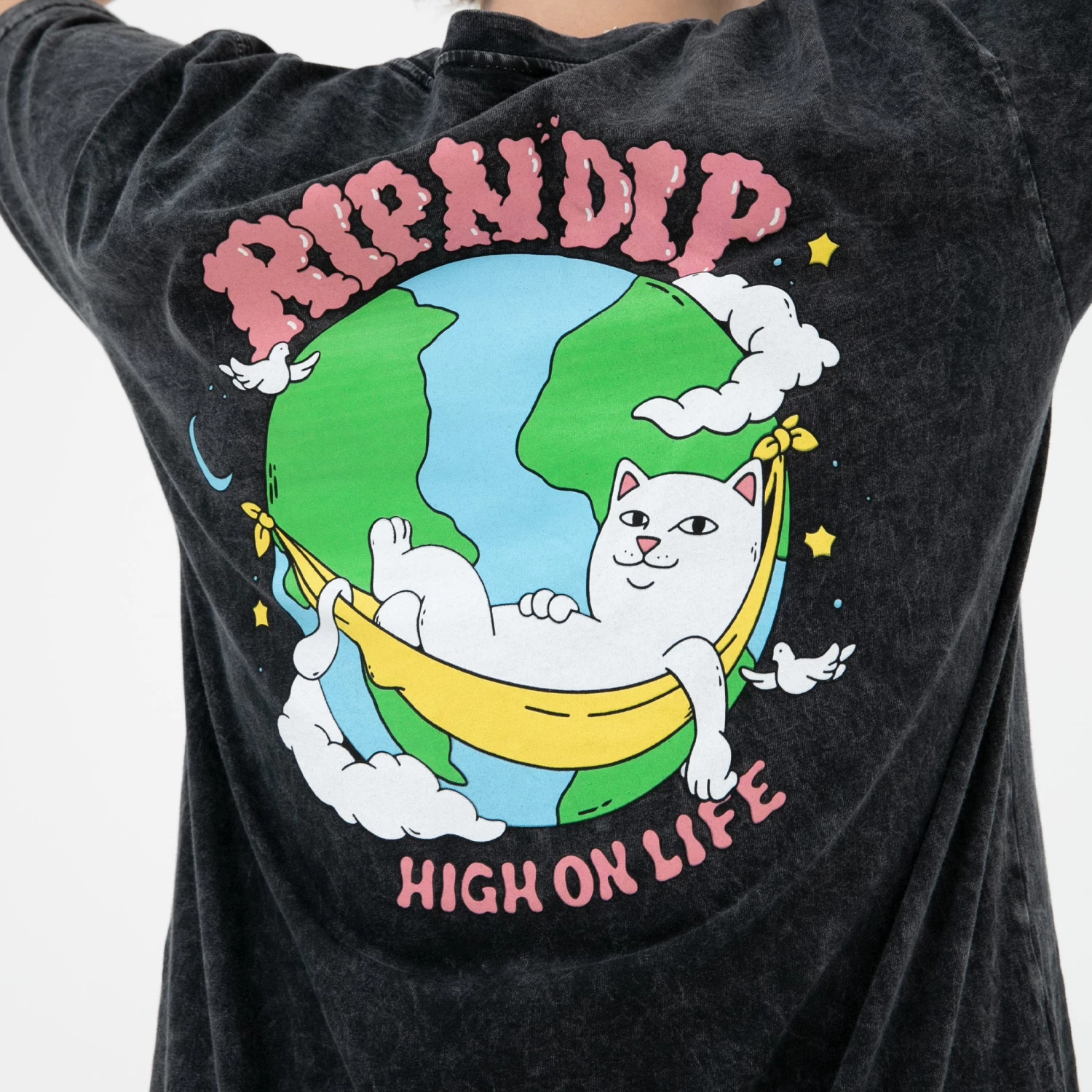 RIPNDIP High On Life Tee (Black Mineral Wash) 3 RIPNDIP High On Life Tee (Black Mineral Wash) - Image 3