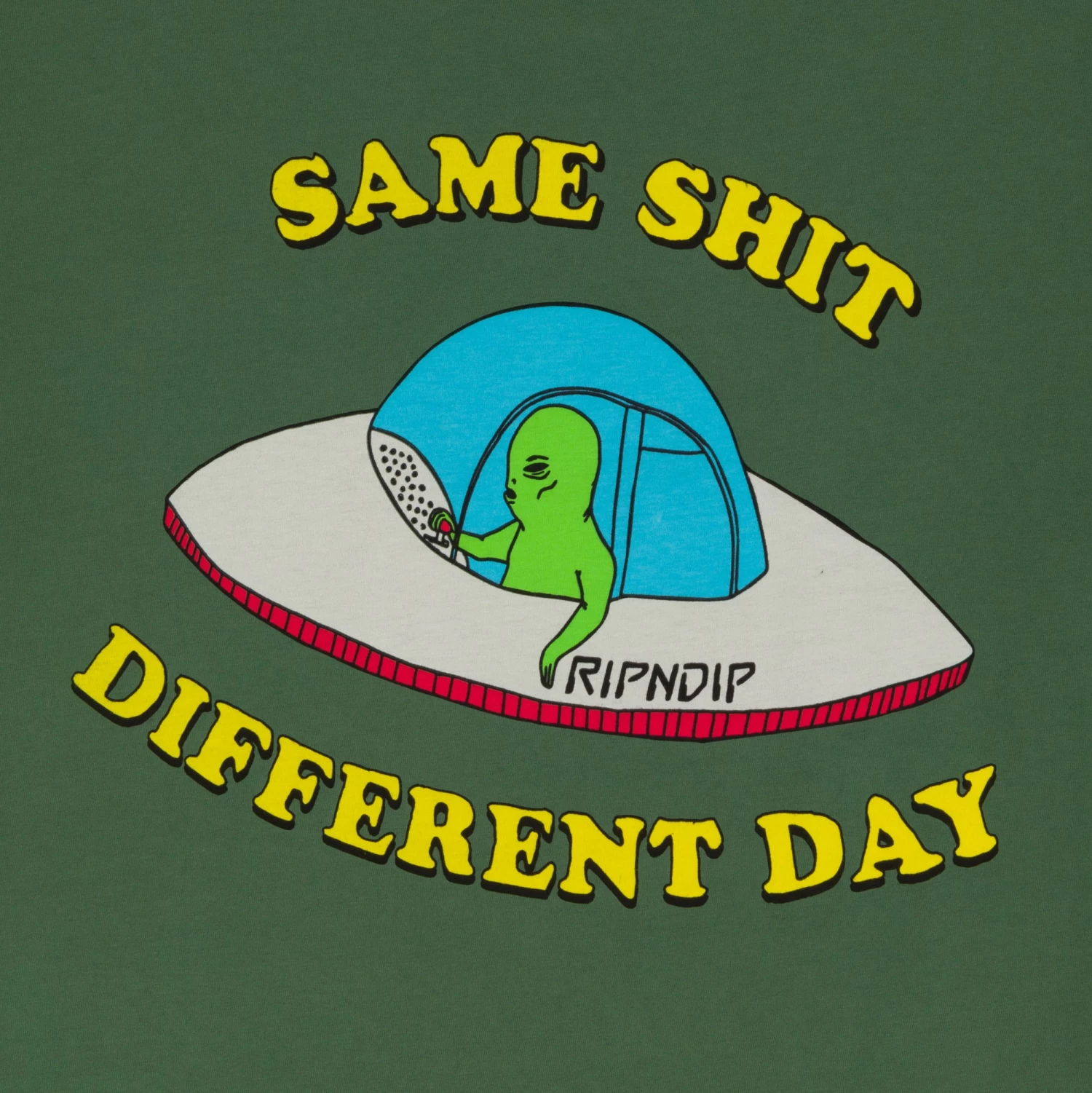 RIPNDIP Same Shit Different Day Tee (Olive) 4 RIPNDIP Same Shit Different Day Tee (Olive) - Image 4