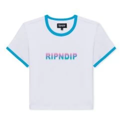 RIPNDIP Digital Dream Cropped Ringer Tee (White/Blue)