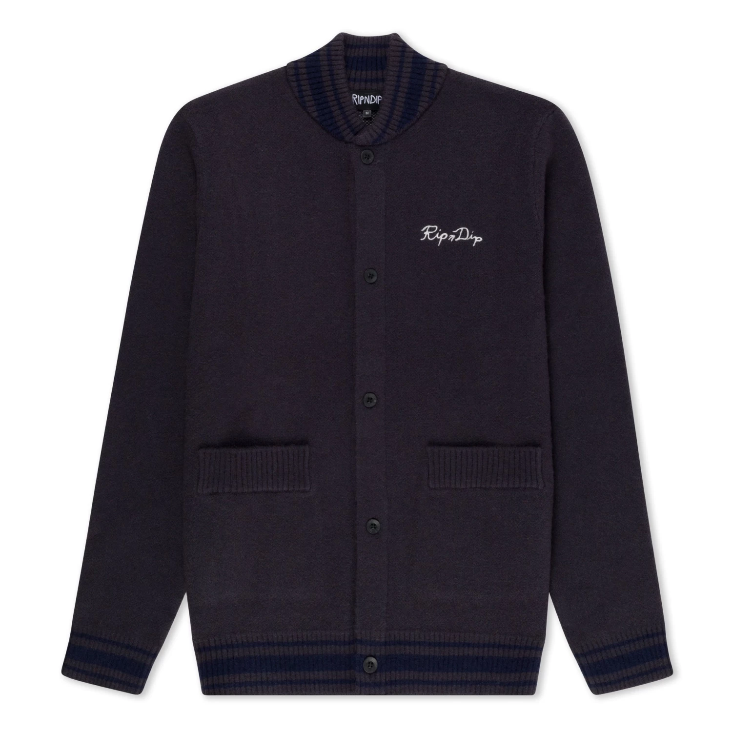 RIPNDIP Big Head Knit Cardigan (Charcoal) 1 RIPNDIP Big Head Knit Cardigan (Charcoal)