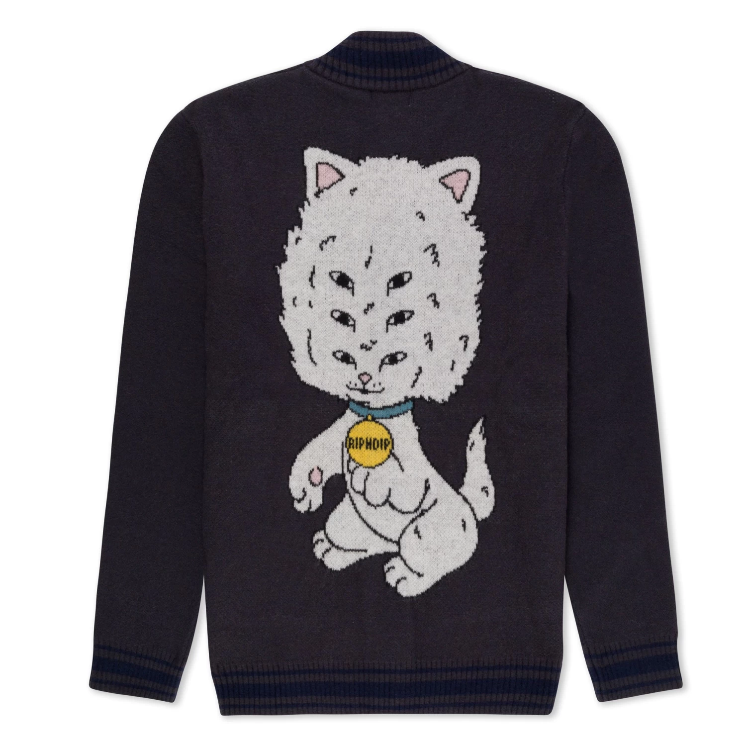 RIPNDIP Big Head Knit Cardigan (Charcoal) 3 RIPNDIP Big Head Knit Cardigan (Charcoal) - Image 3