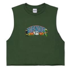 RIPNDIP Summer Friends Cropped Tank (Olive)