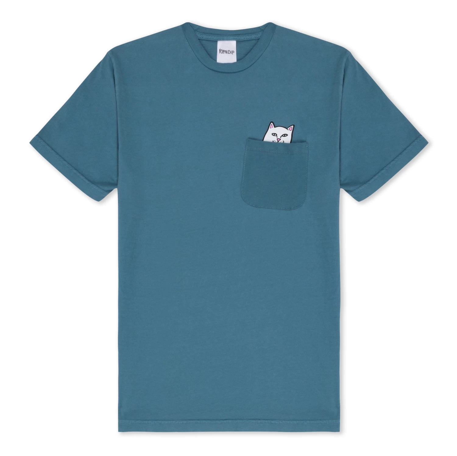 RIPNDIP Lord Nermal Peace Pocket Tee (Slate) 1 RIPNDIP Lord Nermal Peace Pocket Tee (Slate)