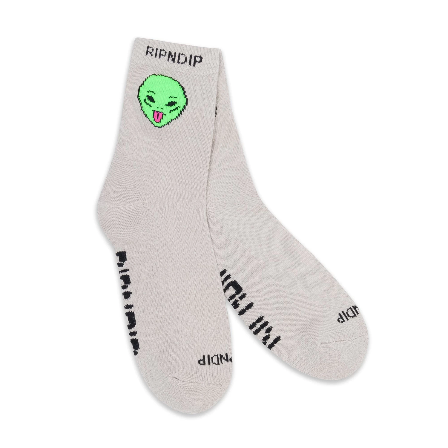 RIPNDIP We Out Here Mid Socks (Warm Grey) 2 RIPNDIP We Out Here Mid Socks (Warm Grey) - Image 2