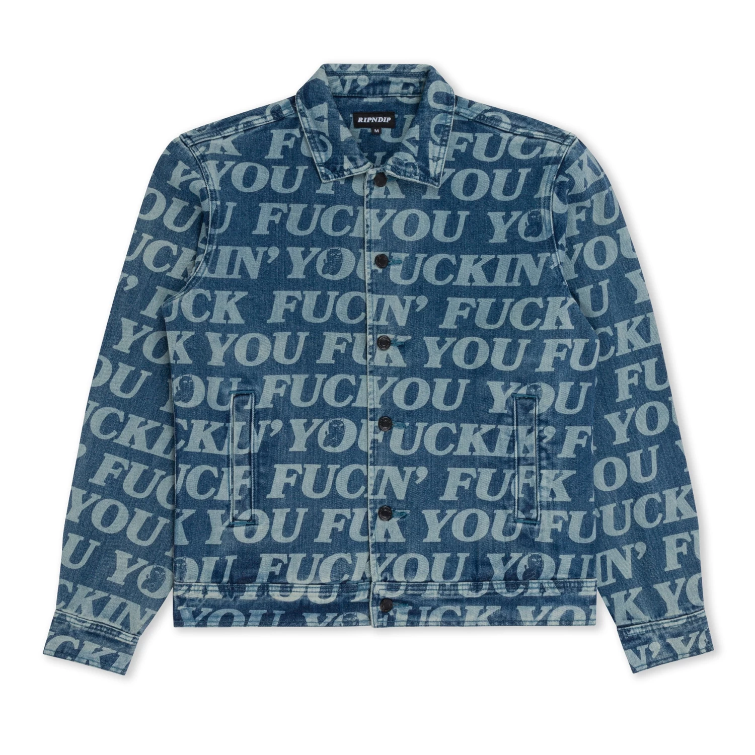 RIPNDIP Fuckin Fuck Denim Jacket (Medium Washed) 1 RIPNDIP Fuckin Fuck Denim Jacket (Medium Washed)