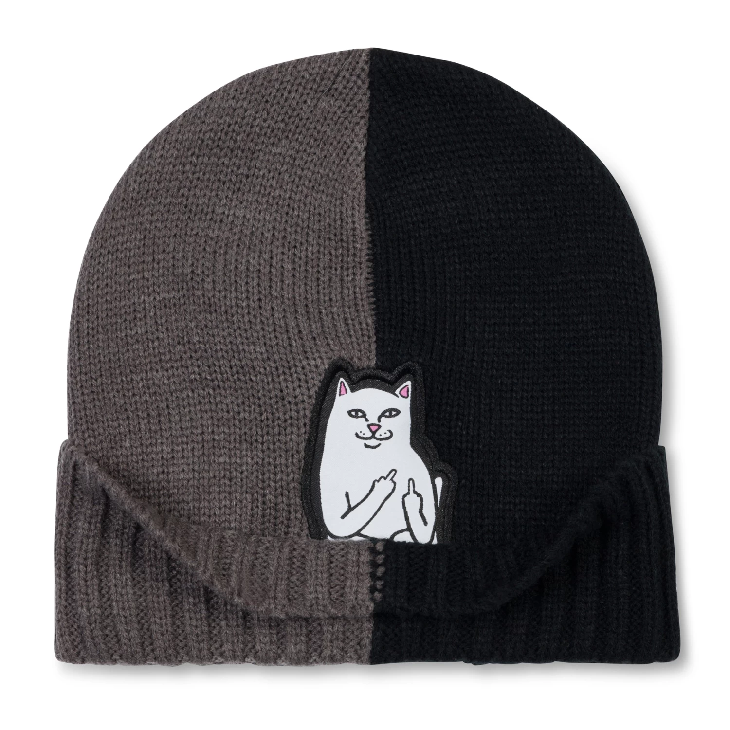 RIPNDIP Lord Nermal Split Beanie (Charcoal / Black) 2 RIPNDIP Lord Nermal Split Beanie (Charcoal / Black) - Image 2