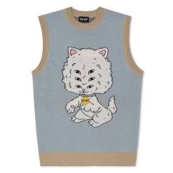 RIPNDIP Big Head Knit Sweater Vest (Light Slate)