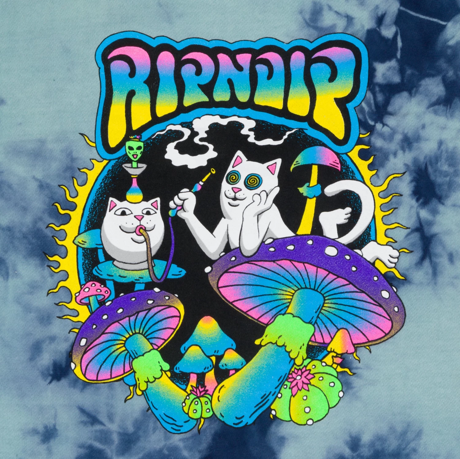 RIPNDIP Psychedelic Garden Hoodie (Navy/Aqua Lightning Wash) 6 RIPNDIP Psychedelic Garden Hoodie (Navy/Aqua Lightning Wash) - Image 6