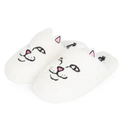 RIPNDIP Nerm Face Fuzzy House Slippers (White)