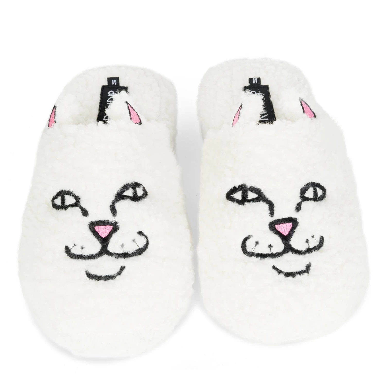 RIPNDIP Nerm Face Fuzzy House Slippers (White) 2 RIPNDIP Nerm Face Fuzzy House Slippers (White) - Image 2
