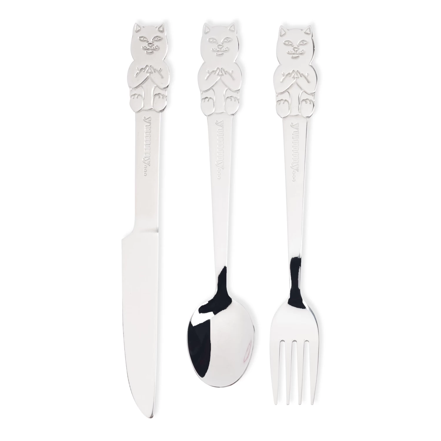 RIPNDIP Lord Nermal 3 PC Cutlery Set (Silver) 2 RIPNDIP Lord Nermal 3 PC Cutlery Set (Silver) - Image 2