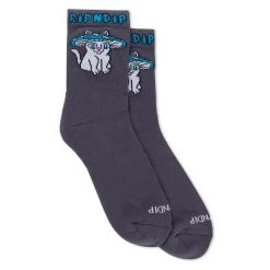 RIPNDIP Shroom Cat Socks (Grey)