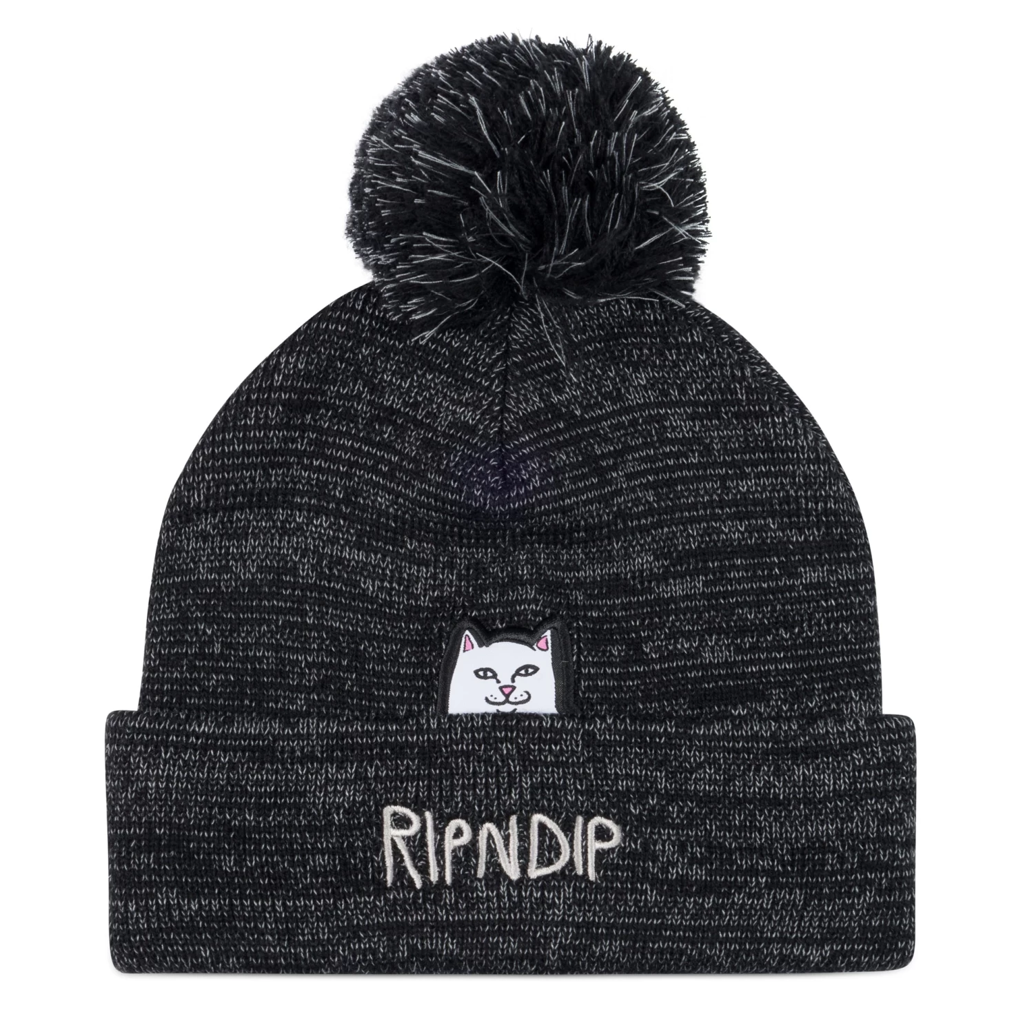 RIPNDIP Lord Nermal Pom Beanie (Black/Charcoal) 1 RIPNDIP Lord Nermal Pom Beanie (Black/Charcoal)
