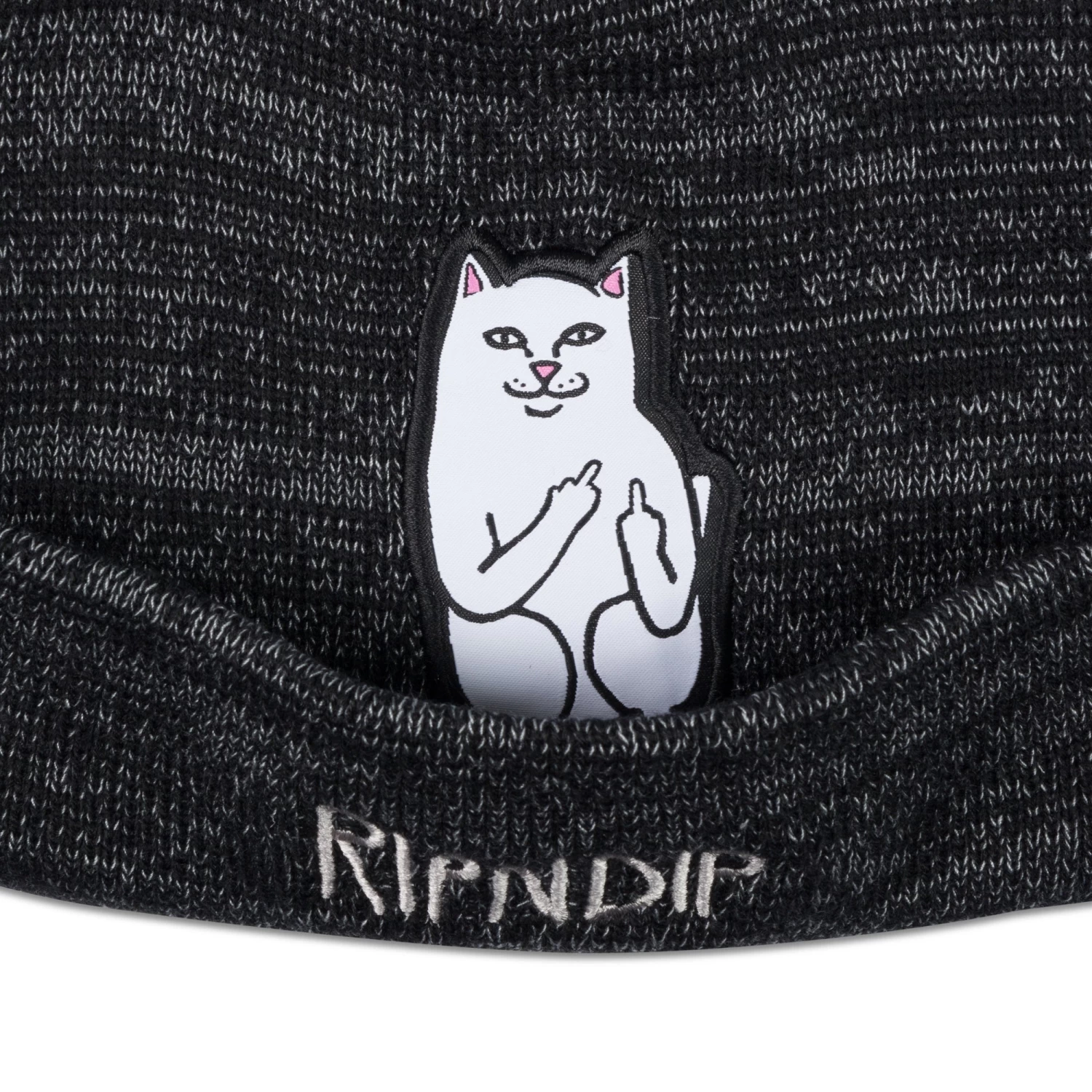 RIPNDIP Lord Nermal Pom Beanie (Black/Charcoal) 2 RIPNDIP Lord Nermal Pom Beanie (Black/Charcoal) - Image 2