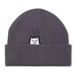 RIPNDIP Lord Nermal Waffle Knit Beanie (Charcoal)