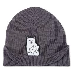 RIPNDIP Lord Nermal Waffle Knit Beanie (Charcoal) -Urban Fashion Shop IMG 8883