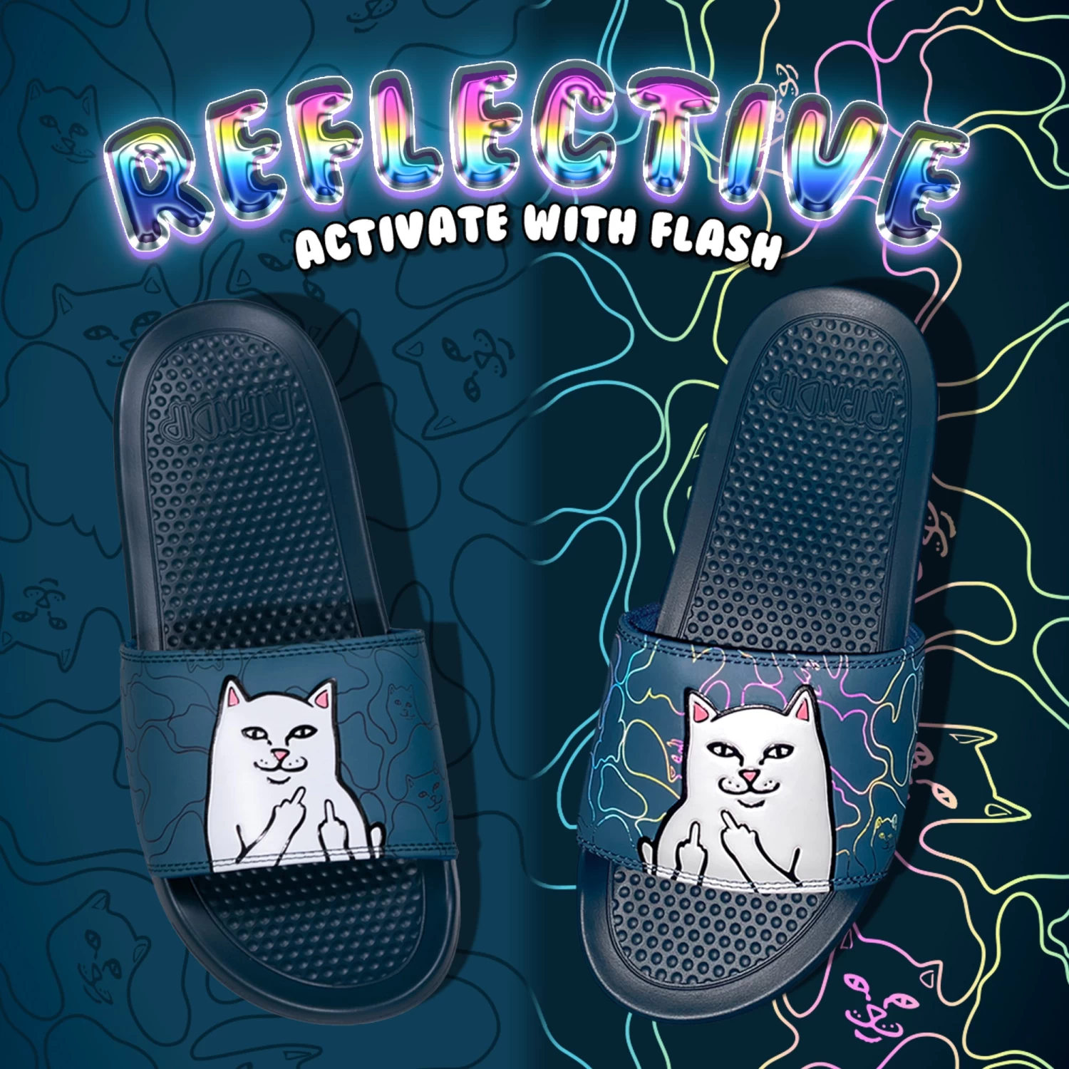 RIPNDIP Lord Nermal Camo Slides (Navy) 2 RIPNDIP Lord Nermal Camo Slides (Navy) - Image 2