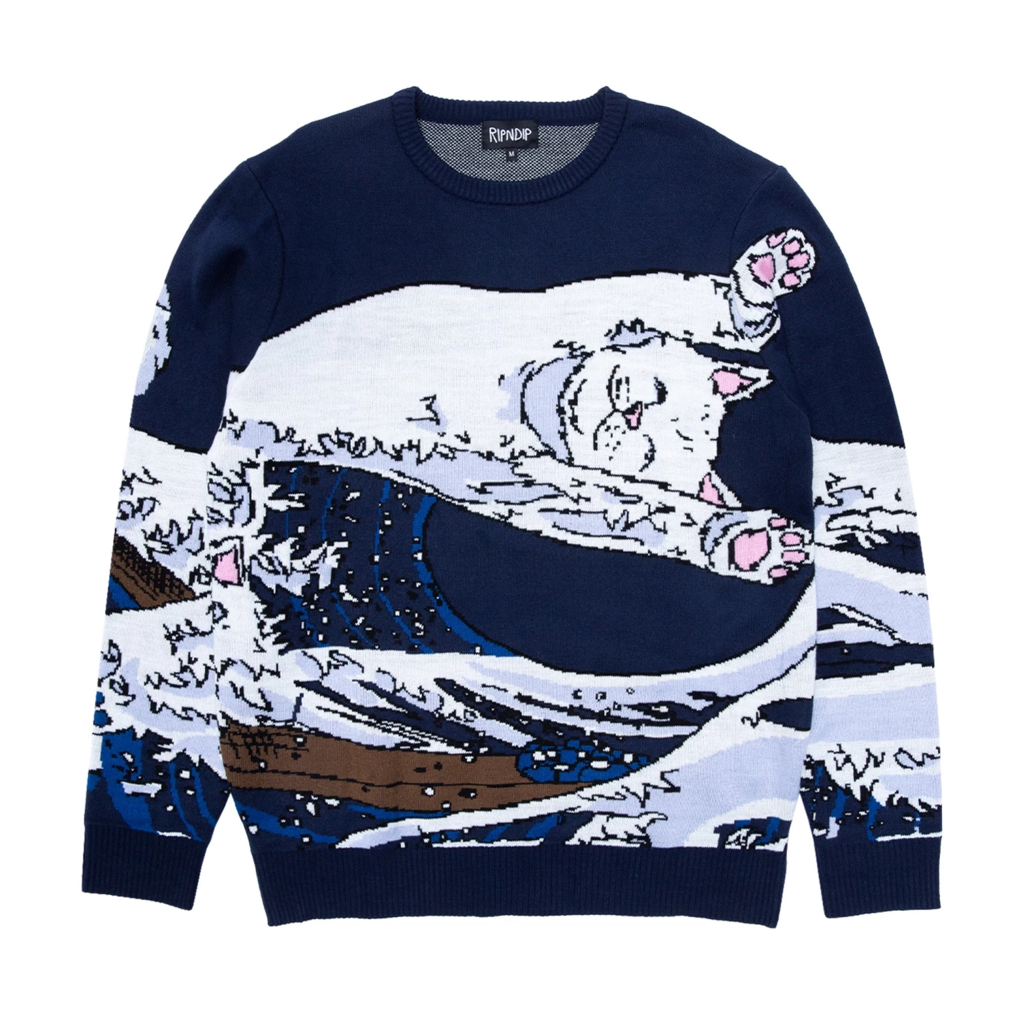 RIPNDIP Great Wave Sweater (Navy) 1 RIPNDIP Great Wave Sweater (Navy)