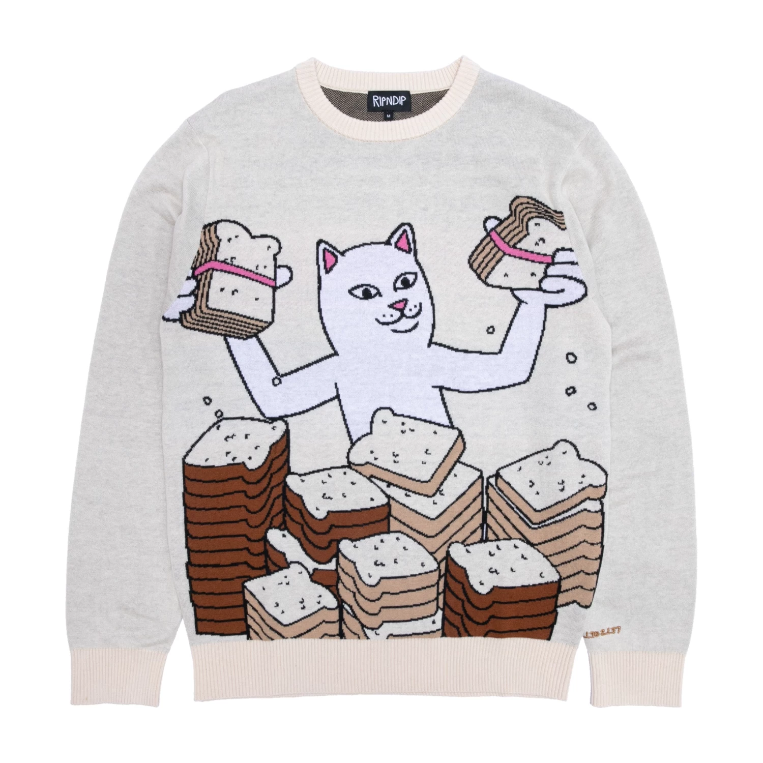 RIPNDIP Lets Get This Bread Knit Sweater (Natural) 1 RIPNDIP Lets Get This Bread Knit Sweater (Natural)