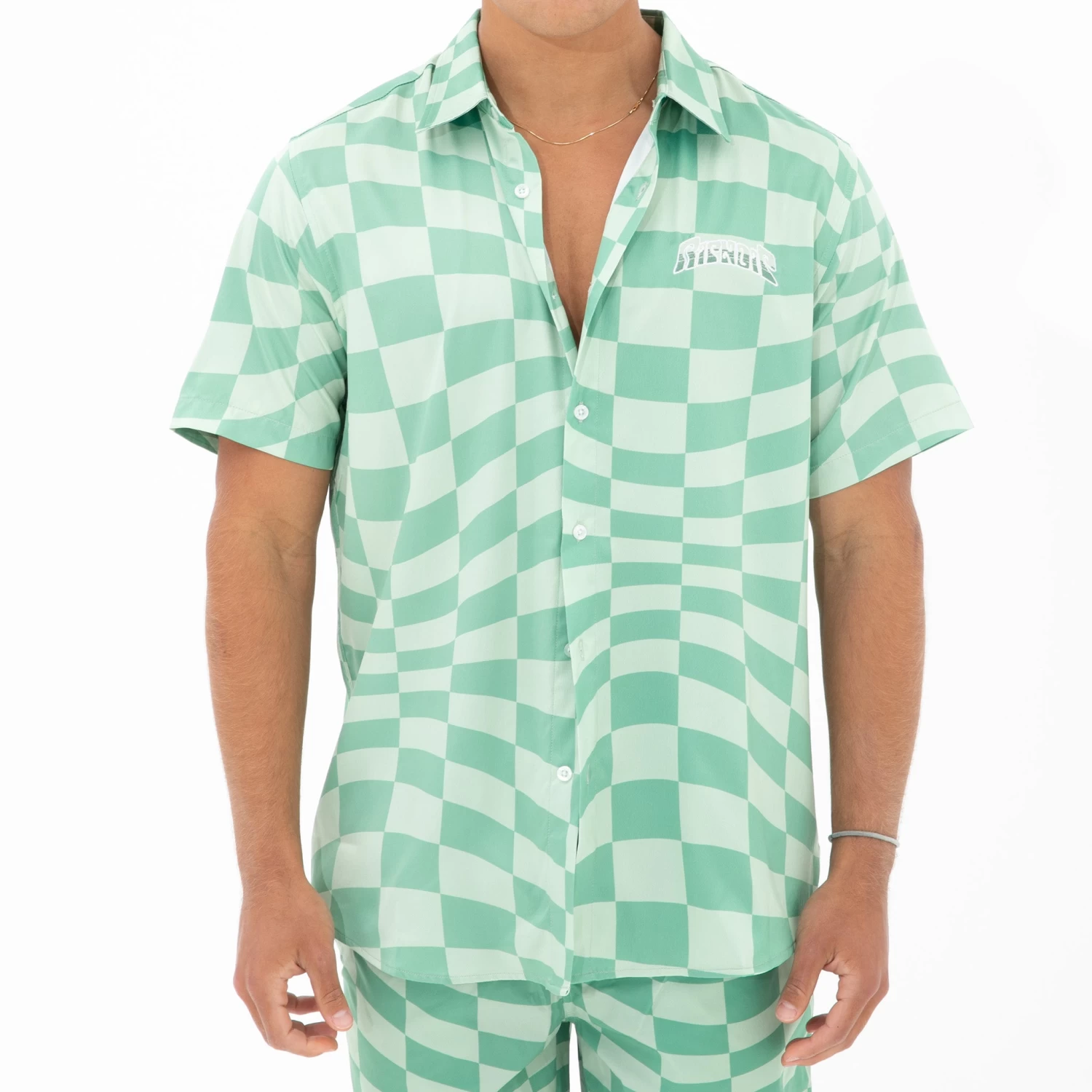 RIPNDIP Checked Short Sleeve Button Up (Olive/Pine) 3 RIPNDIP Checked Short Sleeve Button Up (Olive/Pine) - Image 3
