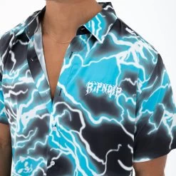 RIPNDIP Nikola Short Sleeve Button Up (Black/Blue) -Urban Fashion Shop Summer22 Hovers 0011 027A9648