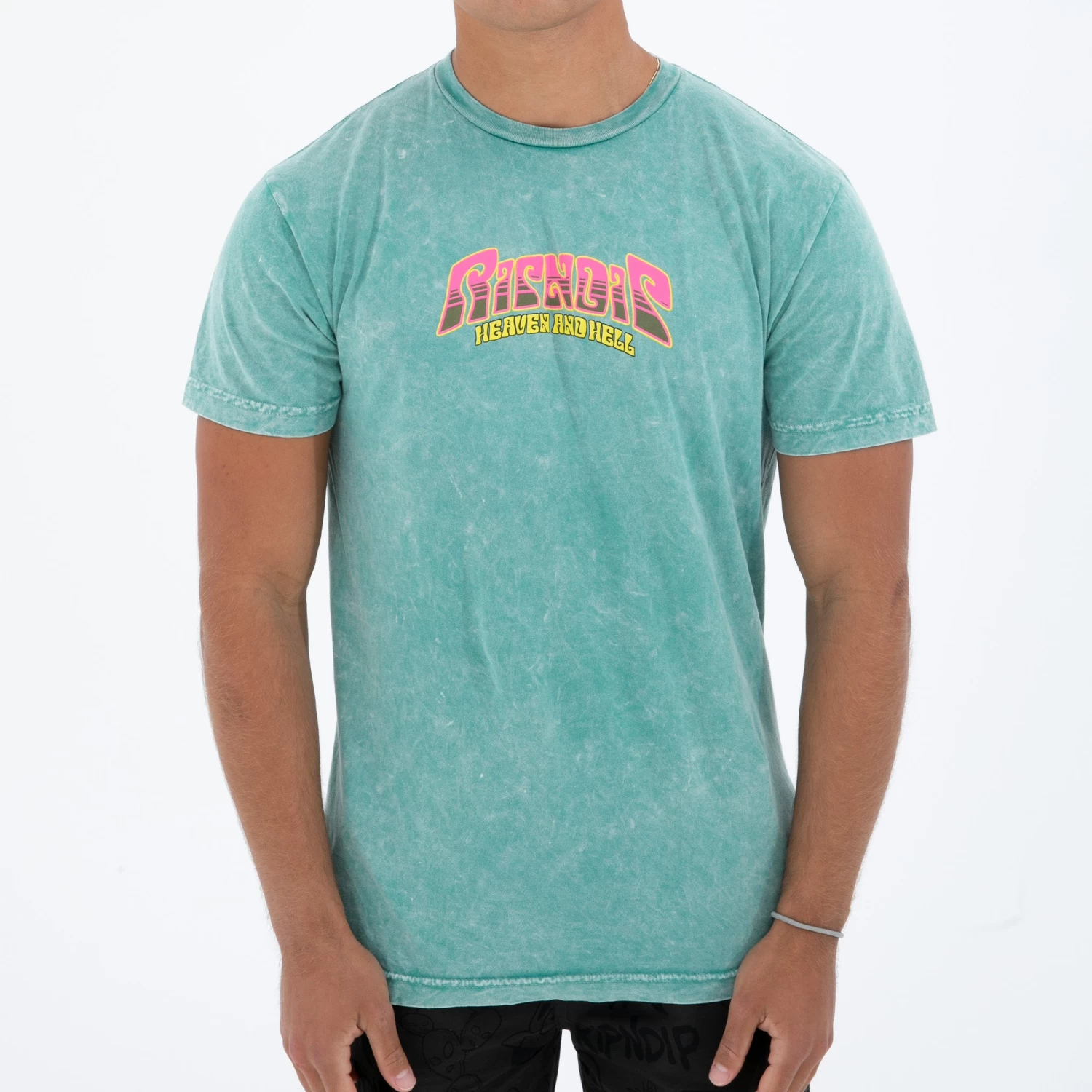 RIPNDIP Heaven And Heck Battle Tee (Teal Mineral Wash) 2 RIPNDIP Heaven And Heck Battle Tee (Teal Mineral Wash) - Image 2