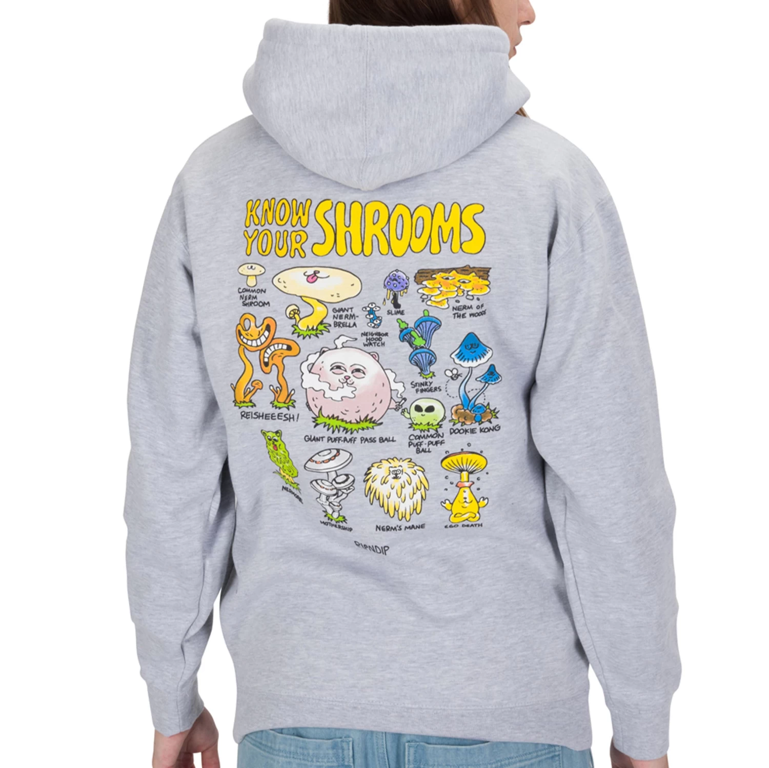 RIPNDIP Know Ur Shrooms Hoodie (Ash Heather) 2 RIPNDIP Know Ur Shrooms Hoodie (Ash Heather) - Image 2