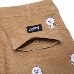 RIPNDIP Hello Nermy Corduroy Embroidered Pants (Tan) -Urban Fashion Shop happynermytanpants 0000 KK2A1857