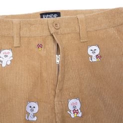 RIPNDIP Hello Nermy Corduroy Embroidered Pants (Tan) -Urban Fashion Shop happynermytanpants 0002 KK2A1853