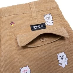 RIPNDIP Hello Nermy Corduroy Embroidered Shorts (Tan) 9 RIPNDIP Hello Nermy Corduroy Embroidered Shorts (Tan) -Urban Fashion Shop hellonermyshortstan 0000 KK2A1869