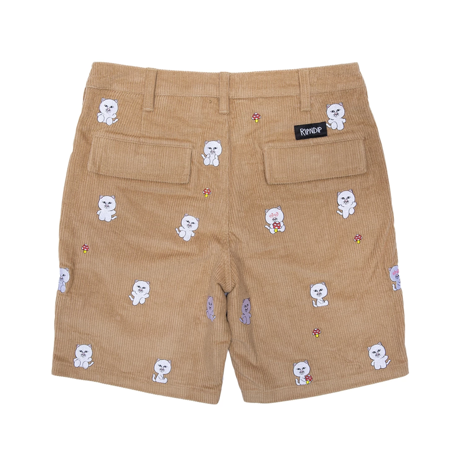 RIPNDIP Hello Nermy Corduroy Embroidered Shorts (Tan) 3 RIPNDIP Hello Nermy Corduroy Embroidered Shorts (Tan) - Image 3