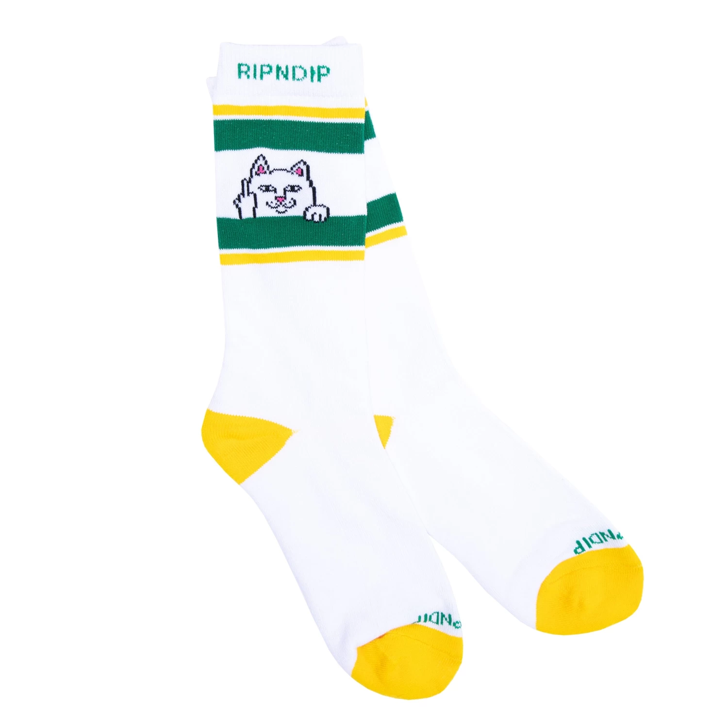 RIPNDIP Peeking Nermal Socks (White/Green) 2 RIPNDIP Peeking Nermal Socks (White/Green) - Image 2