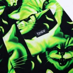 RIPNDIP Neon Cat Sweatshorts (Black/Neon) -Urban Fashion Shop neonsweatshorts 0000 027A9616