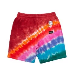RIPNDIP OG Prisma Embroidered Sweatshorts (Red Tie Dye) -Urban Fashion Shop prismasweatshortsred 0002 KK2A1840