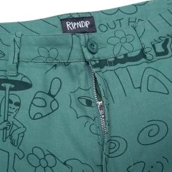 RIPNDIP Scribble Cotton Twill Pants (Forest Green) -Urban Fashion Shop scribblepants 0002 KK2A1821