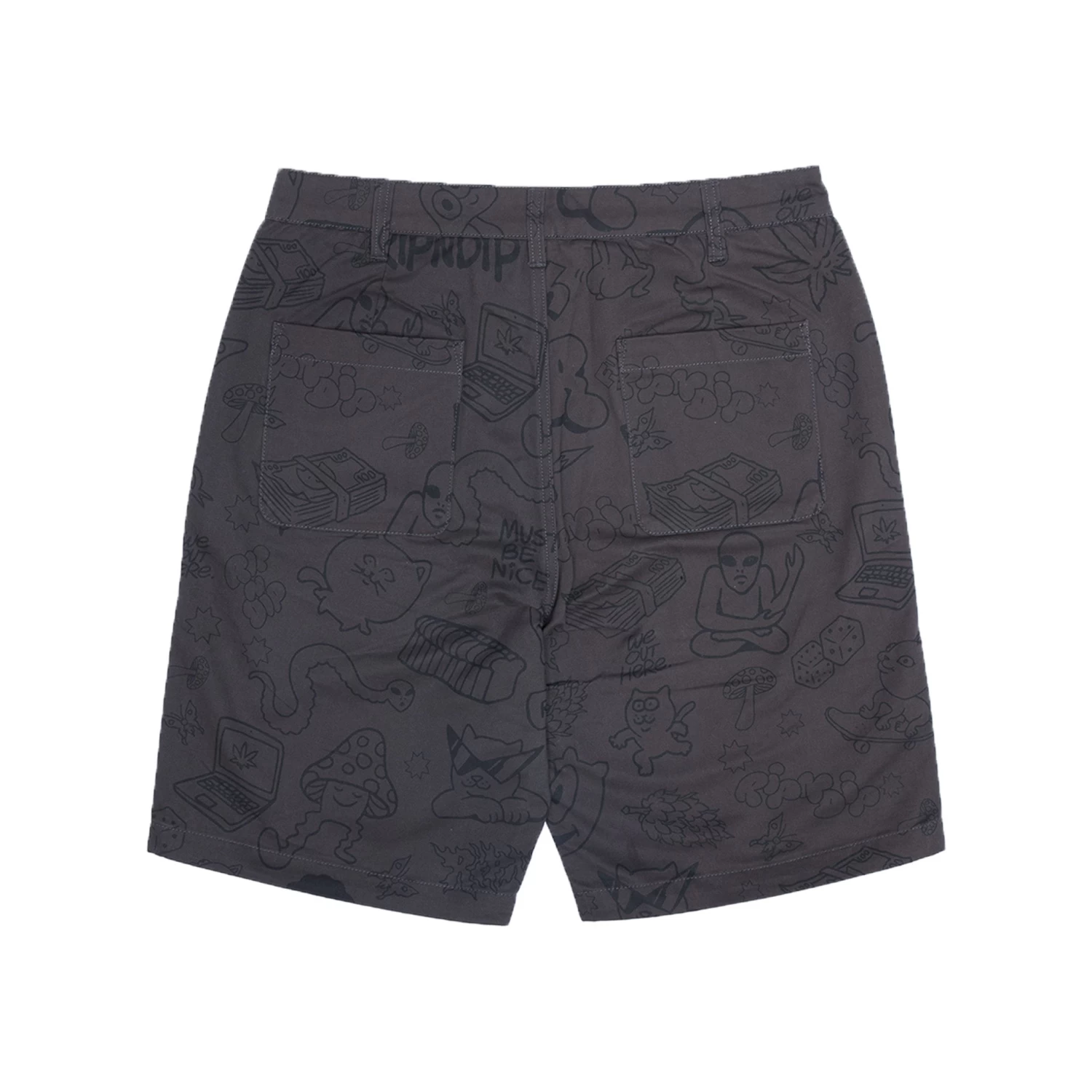 RIPNDIP Nerm Doodle Twill Shorts (Chocolate) 2 RIPNDIP Nerm Doodle Twill Shorts (Chocolate) - Image 2