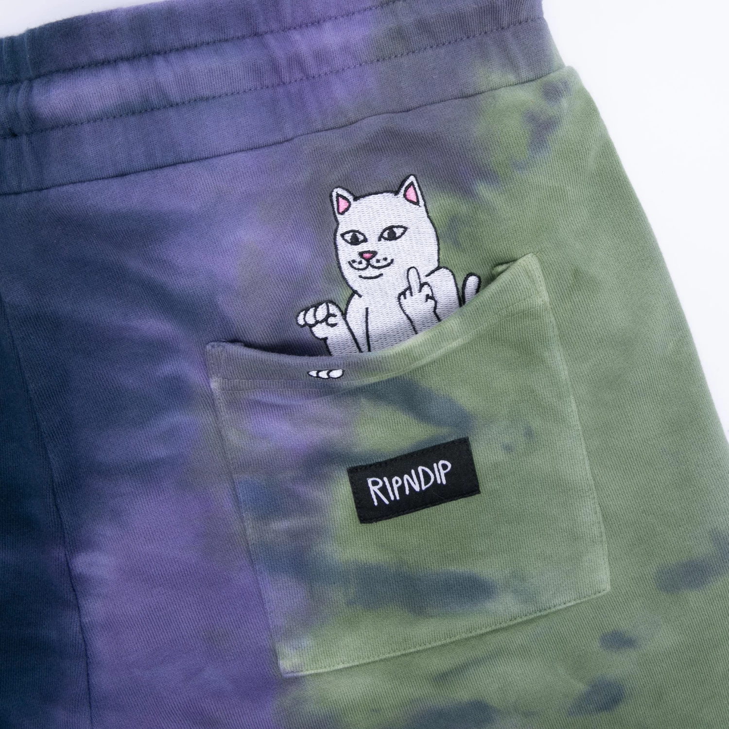 Ripndip Rubber Logo Sweatshorts (Sage/Slate Tie Dye) 3 Ripndip Rubber Logo Sweatshorts (Sage/Slate Tie Dye) - Image 3