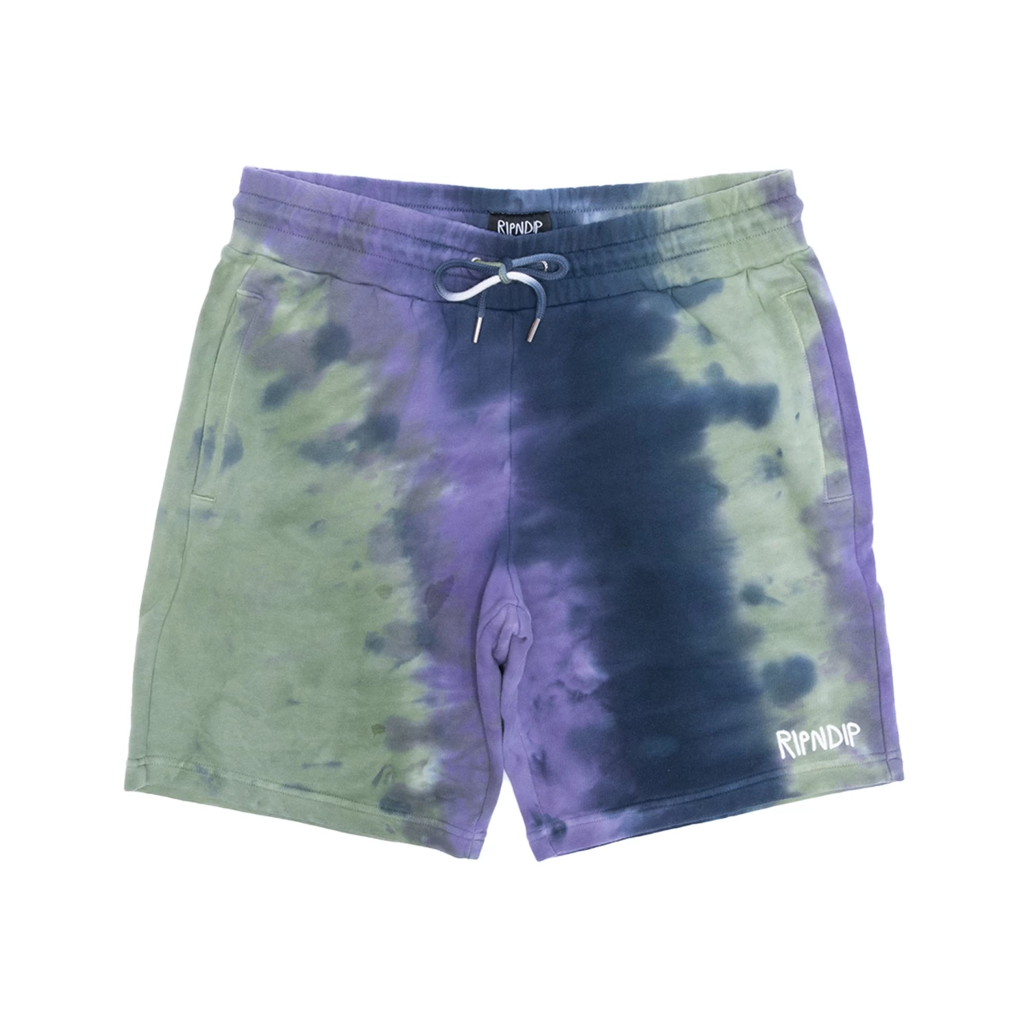 Ripndip Rubber Logo Sweatshorts (Sage/Slate Tie Dye) 1 Ripndip Rubber Logo Sweatshorts (Sage/Slate Tie Dye)
