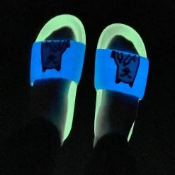 RIPNDIP Lord Nermal Glow In The Dark Slides (Blue/Neon) -Urban Fashion Shop slides on foot1