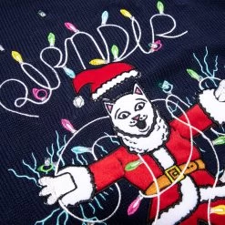 RIPNDIP Electrifying Santa Light Up Sweater (Navy) -Urban Fashion Shop smu2021 0001 027A7649
