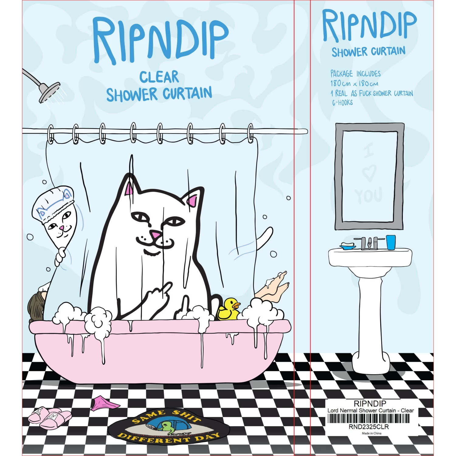 RIPNDIP Lord Nermal Shower Curtain (Clear) 2 RIPNDIP Lord Nermal Shower Curtain (Clear) - Image 2