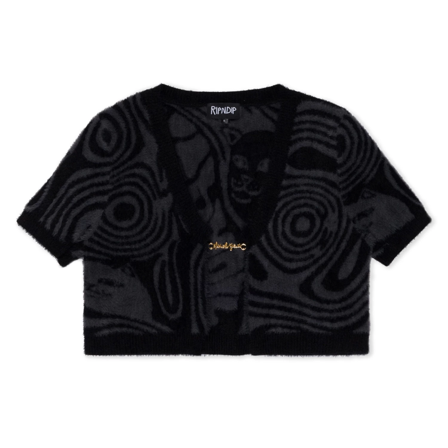 RIPNDIP Hypnotic Open Front Crop Top (Black) 1 RIPNDIP Hypnotic Open Front Crop Top (Black)